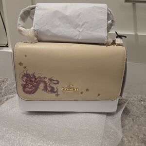 Coach Beige Dragon Embellished Women's Bag